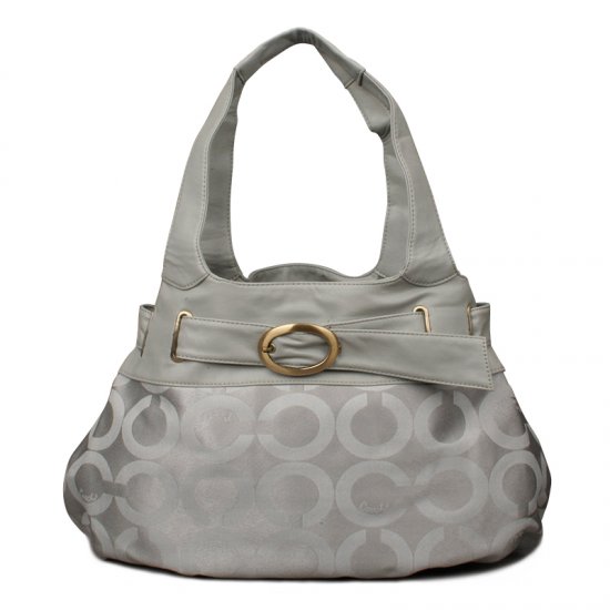 Coach Buckle In Signature Large Grey Hobo ENG | Coach Outlet Canada - Click Image to Close